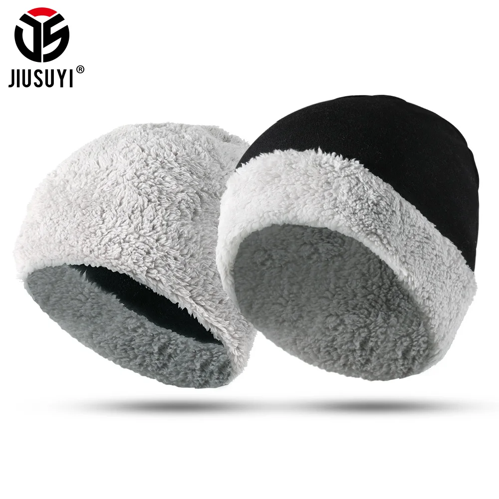 Winter Beanie Hat  Warm Breathable Windproof Hiking Skiing Cycling Thick Wool Neck Cap Fashion Brimless Solid Ski Bonnet  Unisex