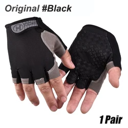 Unisex Anti-Slip Shock-Absorbing Breathable Cycling Gloves - M (Original-Black)