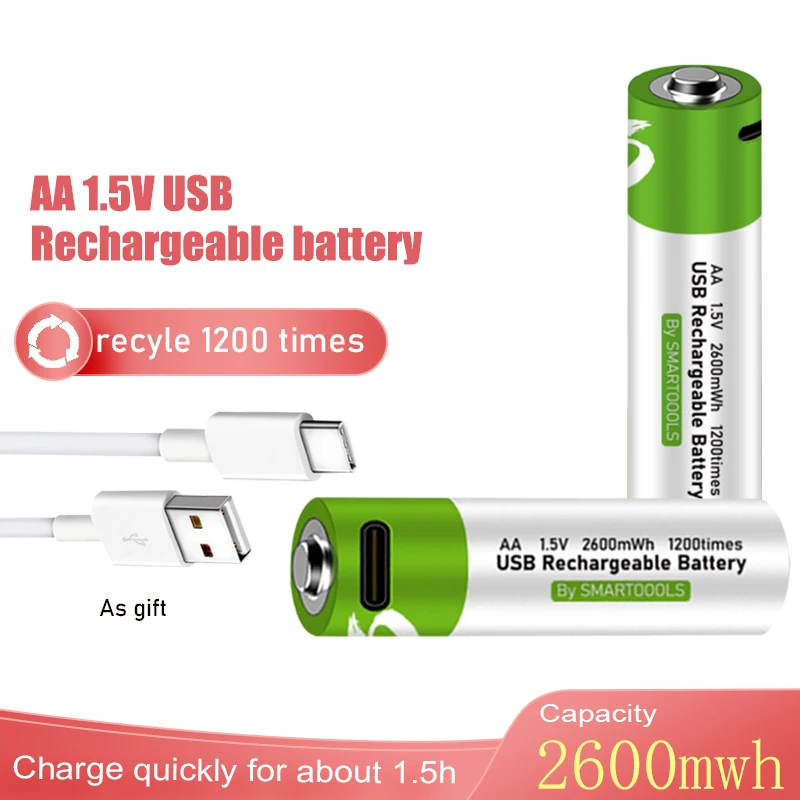 La taille de la batterie AAA USB Rechargeable au lithium 1,5V (USB