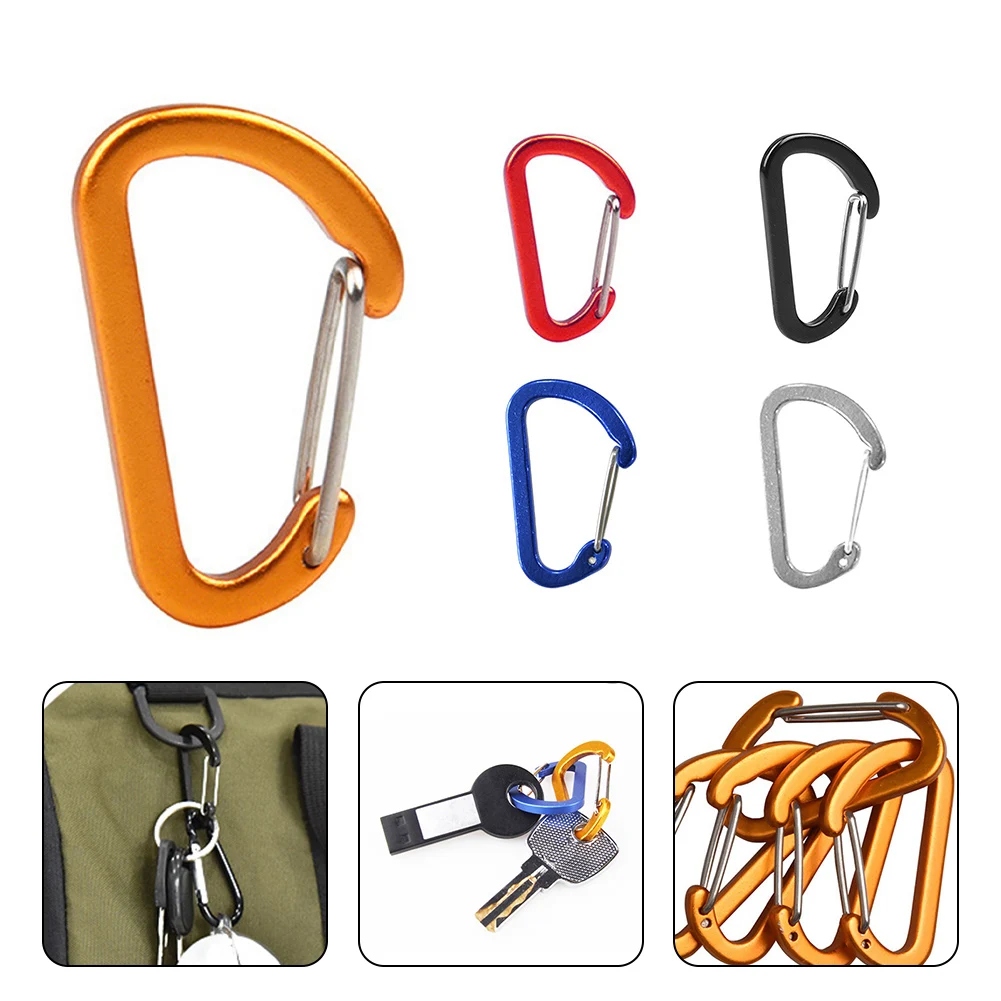 Carabiner Clips Aluminum-Alloy Keychain Carabiner Clip D Rings For Camping Hiking Sports Backpack  Outdoor Tool Parts 5 Colors