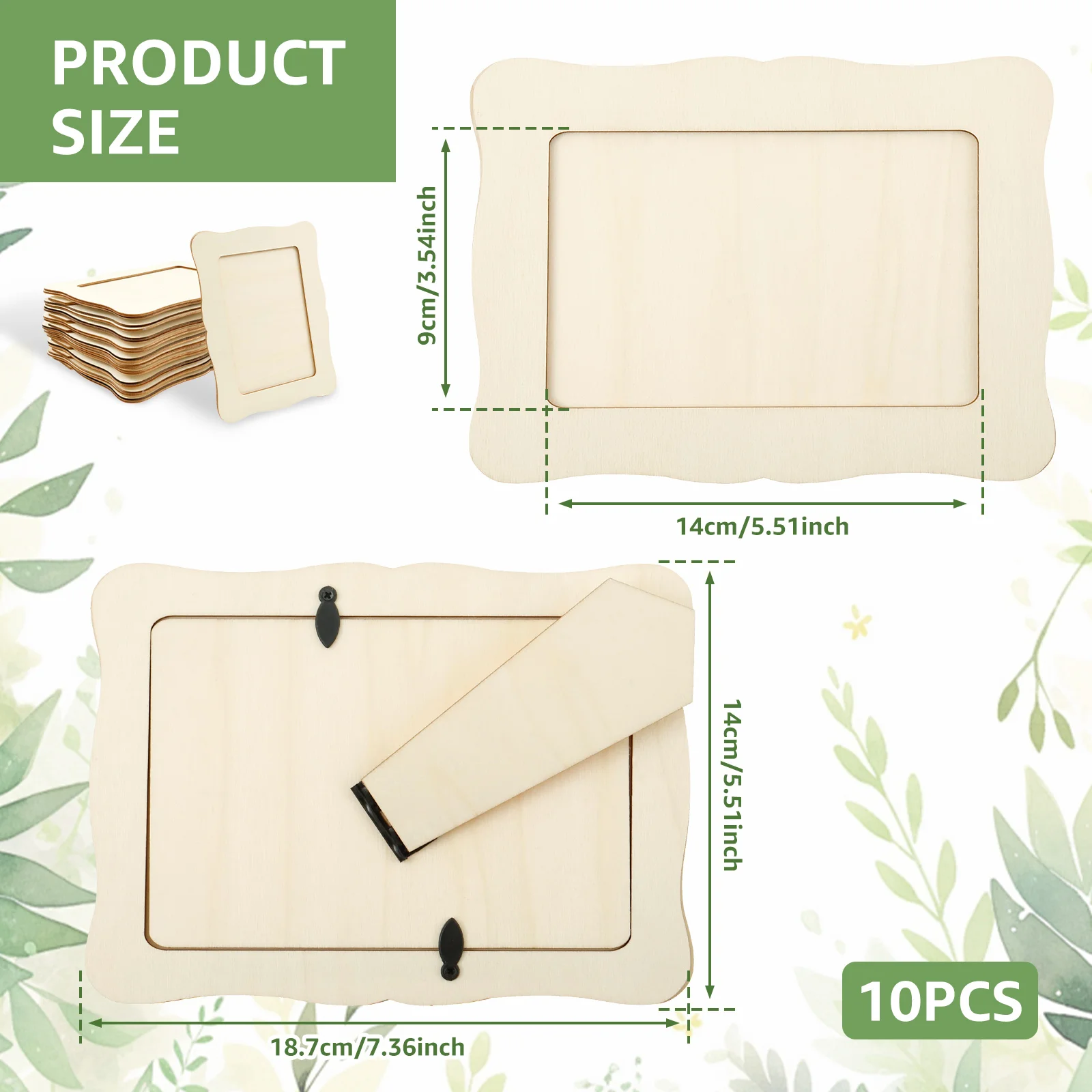 Unfinished Wooden Frames 10Pcs Wavy/Rectangle Photo Holder DIY Painting Crafts Photo Display Stand Home Office Desktop Decor photo frame wood canvas frame wood photo frame wood frame wood picture frame