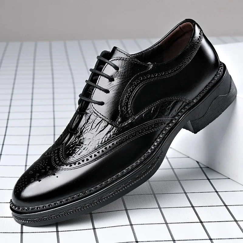 

New Designer British Style Carved Block Leather Shoes for Men Fashion Casual Korean Spring Autumn Men's Dress Shoes