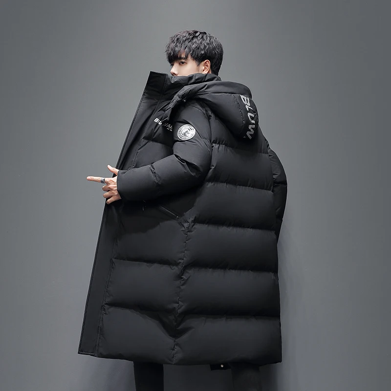 High Quality Men and women Thick Warm Winter white down Jacket Hooded Thicken X-long Duck Down Parka Coat Casual Slim Overcoat