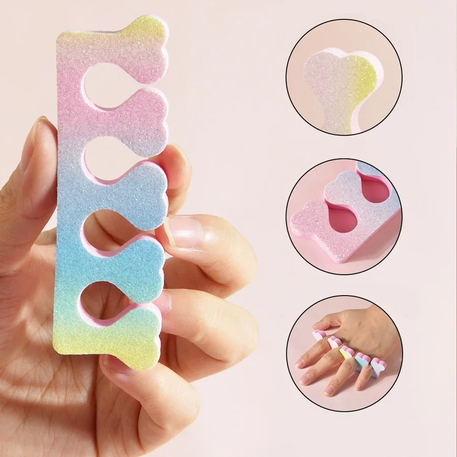 4pcs Heart-Shaped Pink Gradient Glitter Nail Separators Soft EVA Foam Manicure Sponges for Comfortable Finger And Toe Pedicure
