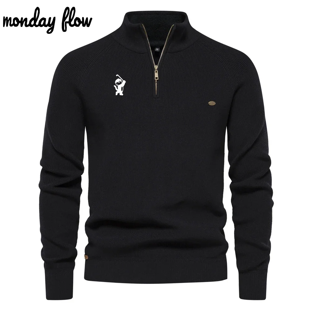 Monday Flow Autumn Golf Men's Outdoor Sports Versatile Cashmere Golf Sweater Comfortable Warm Pullover Knitted Jackets