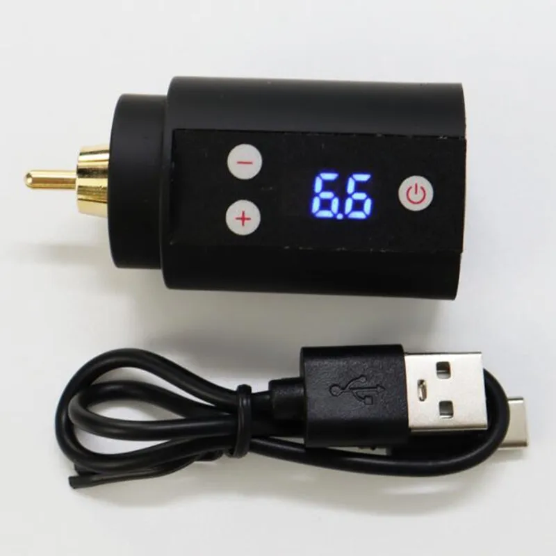 new Mini Rocket Tattoo Machine Set 2Pcs Wireless Tattoo Power Supply RCA Interface Rotary Pen Kit