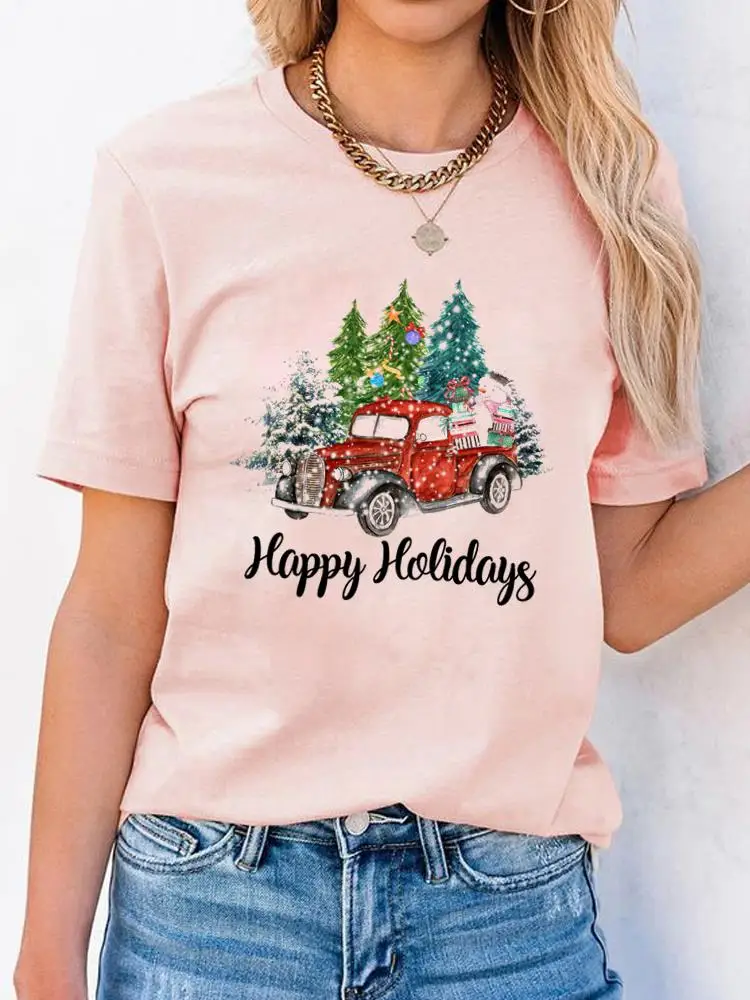 

Watercolor Lovely Trend Cute Tee Clothes Top Print T Shirt Christmas Women New Year Short Sleeve Fashion Basic Graphic T-shirts