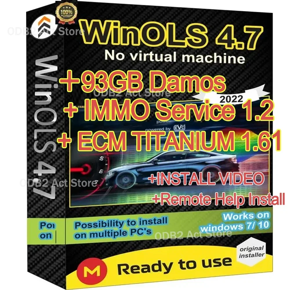 Newest ECU Programming Tool Winols 4.7 Software+ 93GB Damos Files +ECM TITANIUM 26100+ Immo Service Tool V1.2+Install Video Guid