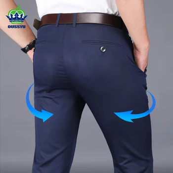 용수철 남성용 세트 바지, 비즈니스 오피스 코튼 원피스 바지, 클래식 블랙 블루 바지, 남성 플러스 사이즈 40, 여름 신상