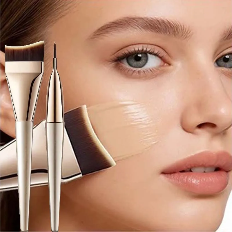 1/2Pcs Ultra-thin One-line Foundation Brush Crescent-shaped Brush Paint-free and Traceless Soft Bristle Professional Beauty Tool 3