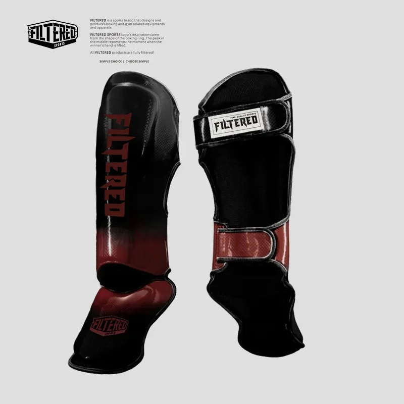 FILTERED SPORTS Adult Muay Thai Kick Boxing MMA Grappling Instep Shin Guard Pads Karate Foot Shank Leg Protectors Ankle Support