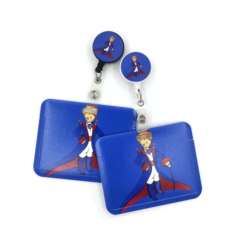 

Blue Little Prince Credit Card Holder Lanyard Women Men Kid Student Retractable Badge Reel ID Name Bus Clips Card Badge Holder