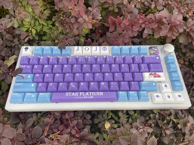 Chaves Conjunto Estrela Platina Keycaps Pbt Tintura Subbed Chaveiros Kca Perfil Anime Cartoon Keycap para a Aventura Bizarra de Jojo 140