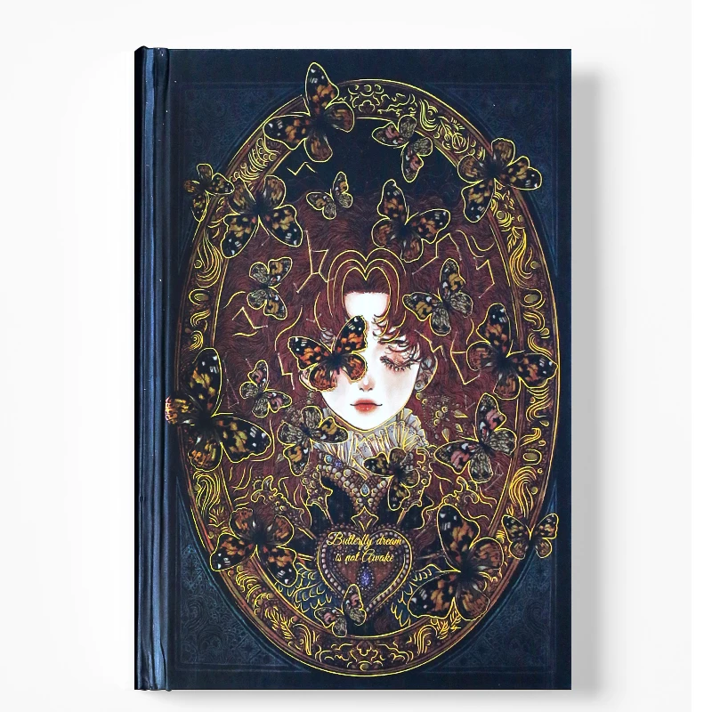 Chinese style dark retro butterfly love flower Gothic style illustration A5 diary full color pages Hand account notebook