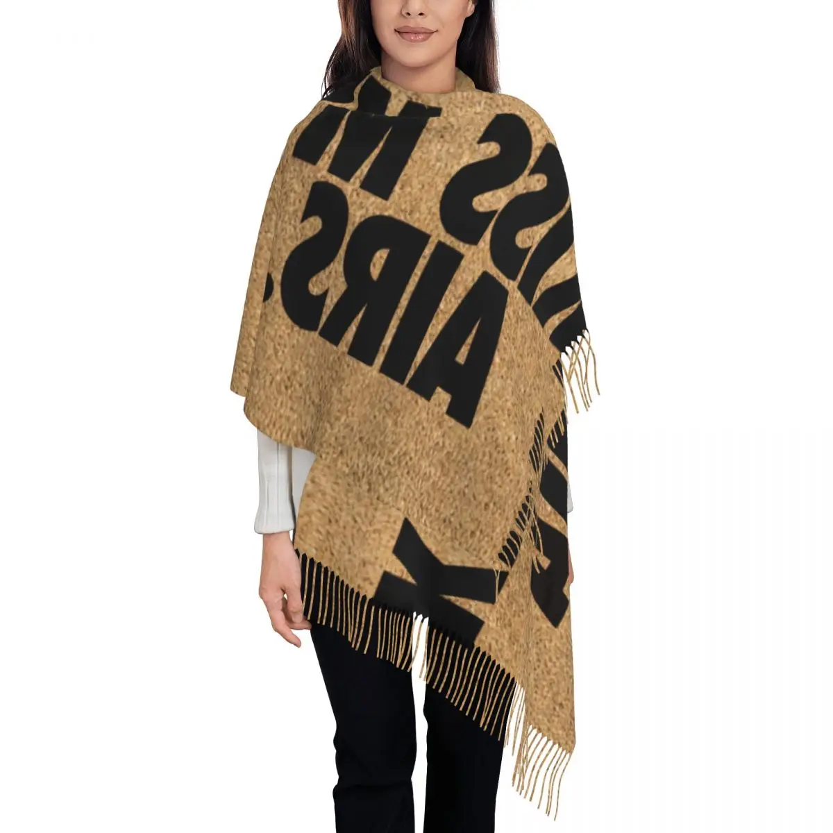 

Шарф с кисточками Kiss My Air для женщин, длинный теплый шарф унисекс, Осень-зима