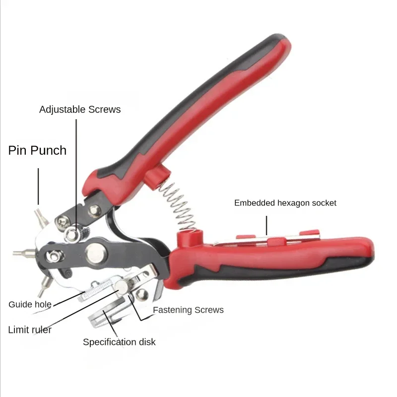 Multi-function Adjustable Punching Pliers leather hole puncher leather hole punch leather punch tool eyelet installation punch tool rivet punch tool for Leathercraft Aluminiumblech Cloth Paper Eyelet Puncher Hole Positioning Hand Tools