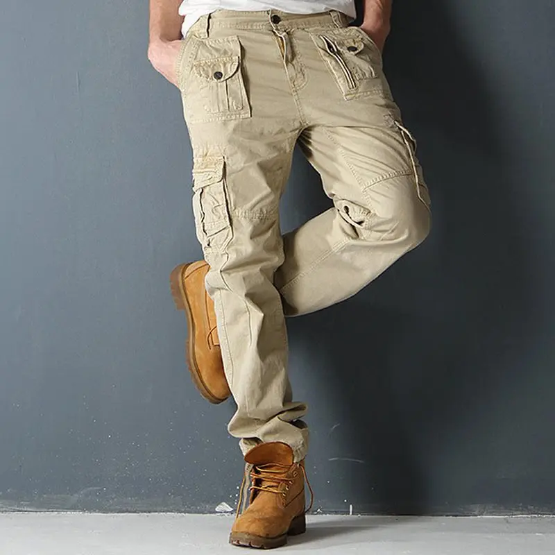 

Men's Pant Cotton Long Length Straight Tactical Cargo Pant Men Camoflage Multi-Pockets Casual Trouser Male Military Army Classic