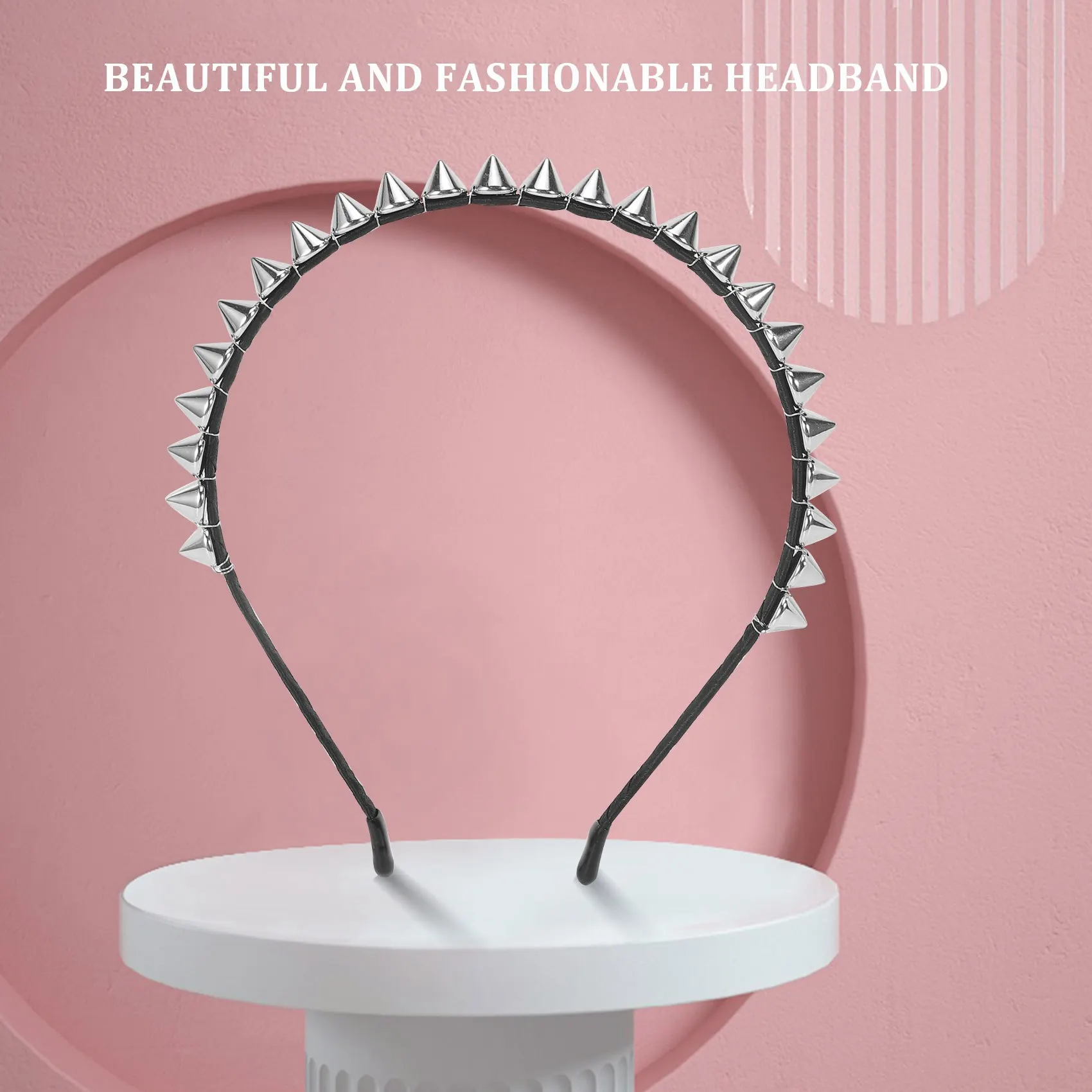 Silver Metal Stud Rivet Spike Headband Hair Head Band Aliceband Punk Girl