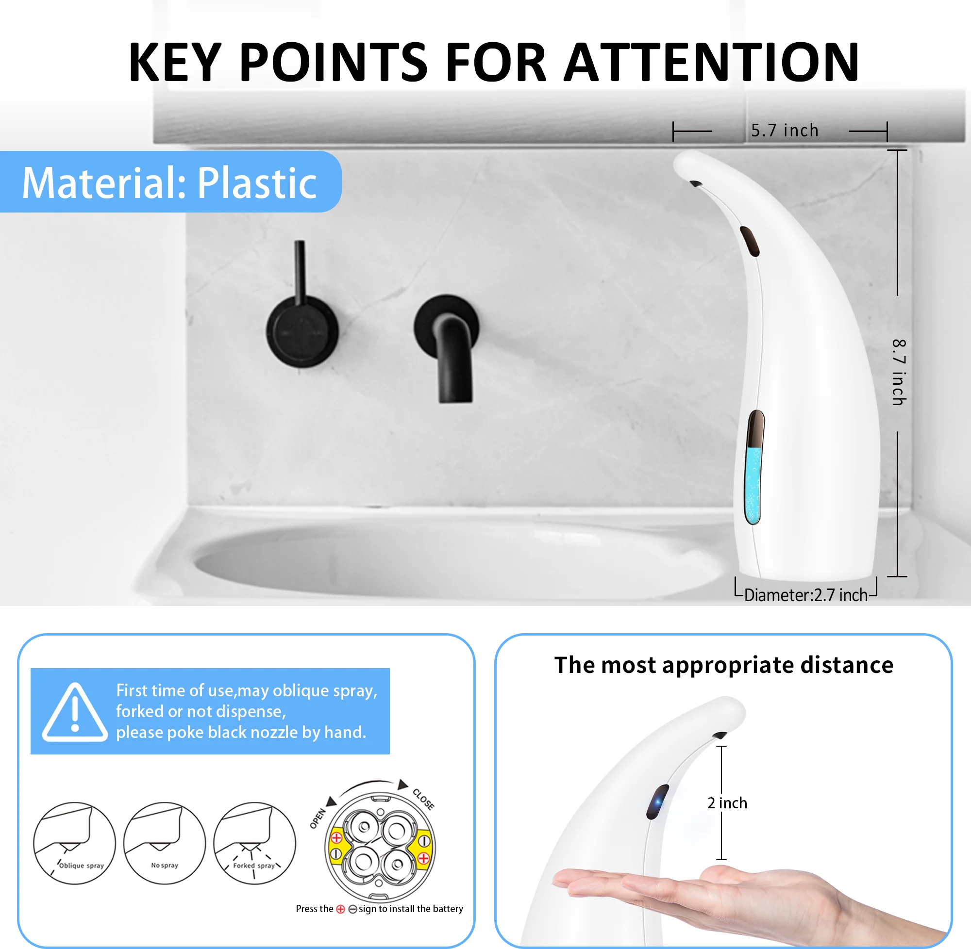 400ML Automatic Soap Dispenser 4-Speed Adjustable  Battery-Operated Touchless Sensor Bathroom Gold Silver Hand Sanitizer