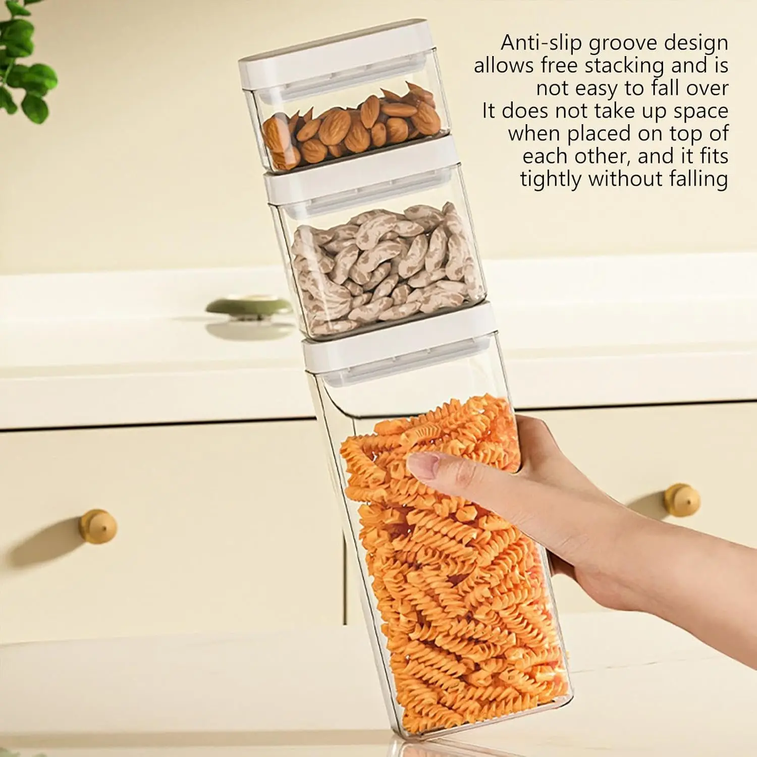 Airtight Food Storage Containers with Lids for Kitchen Pantry Organizer Stackable Boxes for Cereal Snack Flour Sugar Coffee 6