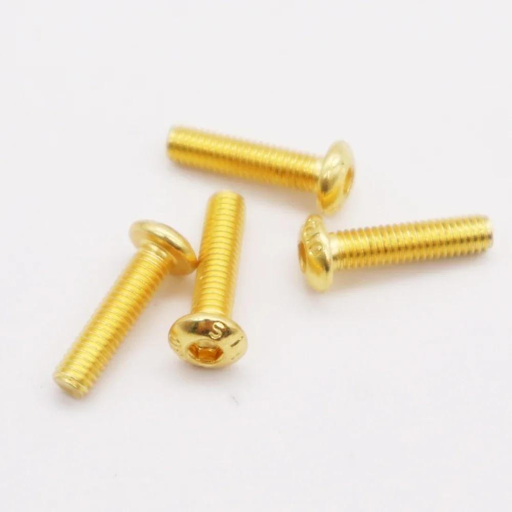 

10Pcs G12.9 iso7380 steel with Titanium plating Gold Hex Screw M2 M2.5 M3 M4 M5 Hex Socket titanium plating glod head Screw