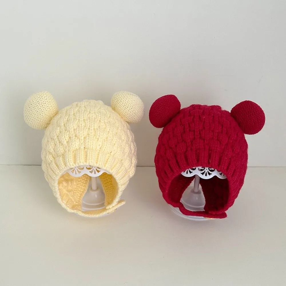 Warm Knitted Bear Windproof Beanie Hat for Kids
