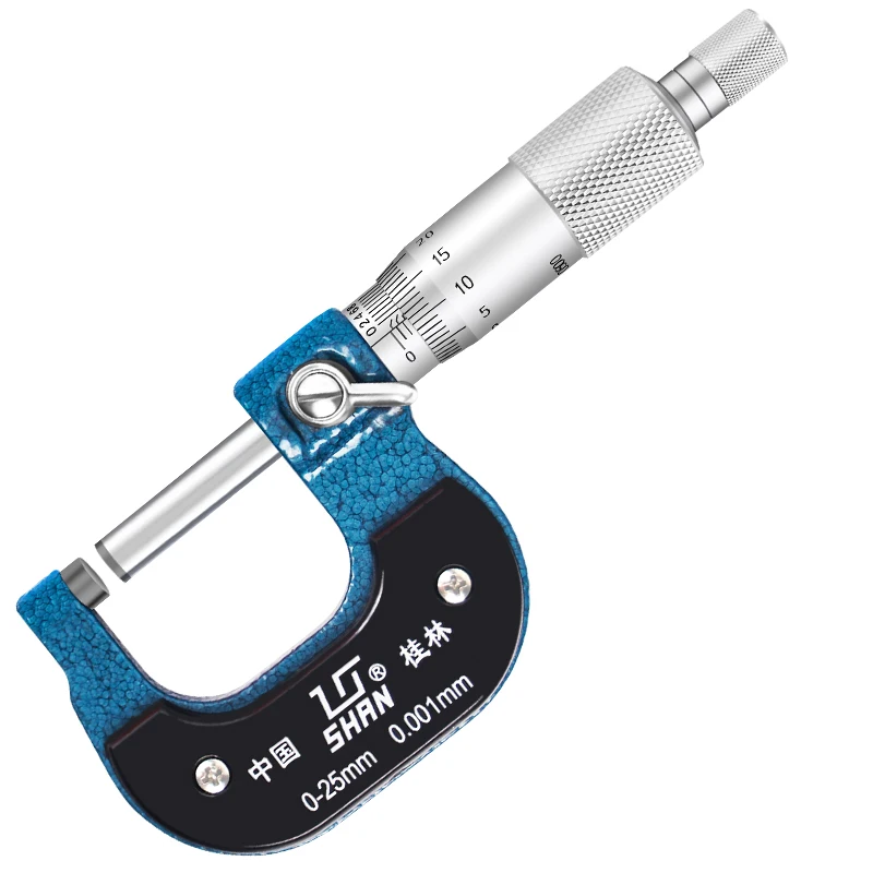 기계식 외경 마이크로미터 해상도 0.001mm 세 자리 소수점까지 읽기 가능 고정..