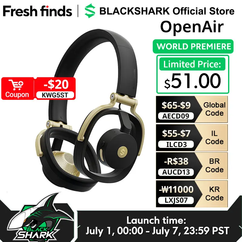 Black Shark OpenAir Open-Ear-Kopfhörer aptX HD Hi-Fi Wireless Headset 50H Akkulaufzeit Dual ENC CVC 8.0 Bluetooth 5.1 Globale Version