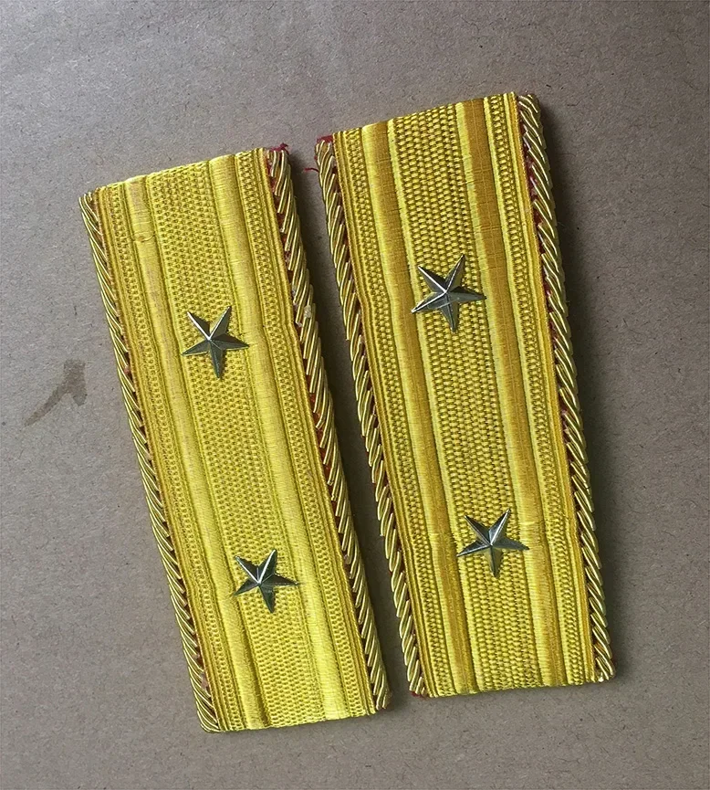 tomwang2012.Reenactment PAIR WWII Japanese Army officer Rank Service Uniform Shoulder Board collect Insignia metal wire