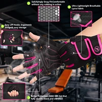 MOREOK Gym Fitness Gloves Half Finger 3MM Pads Weight Lifting Workout Exercise Power Training Spinning Bike Cycling Gloves Women 2