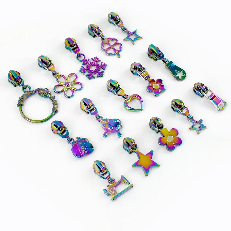 5Pcs 5# Colored Zipper Sliders for Nylon Zip Tape Bag Pocket Zippers Puller Zips Repair Kits Replacement Luggage Tag Lock Head zipper repair kit zipper pullers zipper sliders zipper accessories