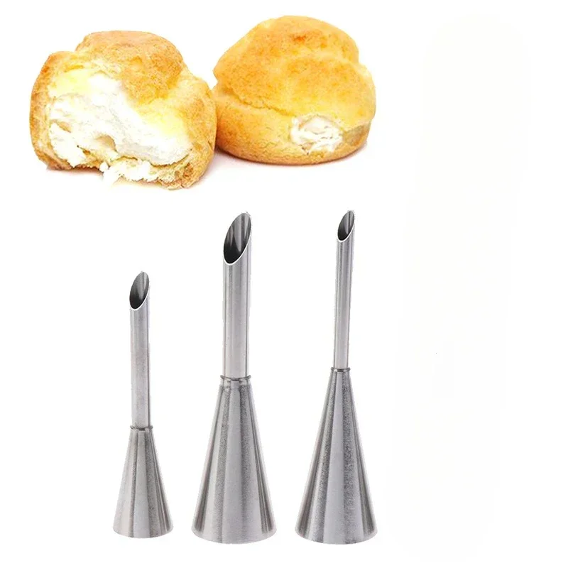 Stainless Steel Puff Cream Nozzles 1/3Pcs Cake Icing Piping Tip DIY Donut Pastry Syringe Cupcake Desserts Baking Accessories cake decorating tip set,cake icing nozzles,baking nozzle set,cake decorating nozzle set
