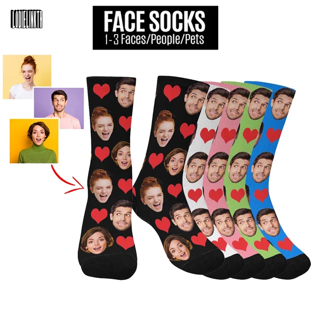 Custom Heart Unisex Socks With Photo