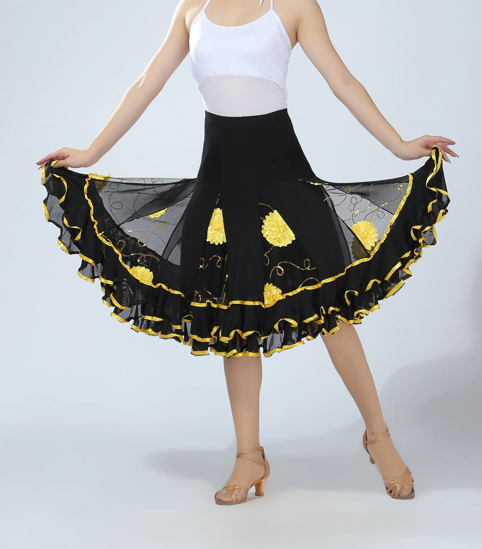 Womens dance skirt large swing skirt national standard ballroom dance costumes