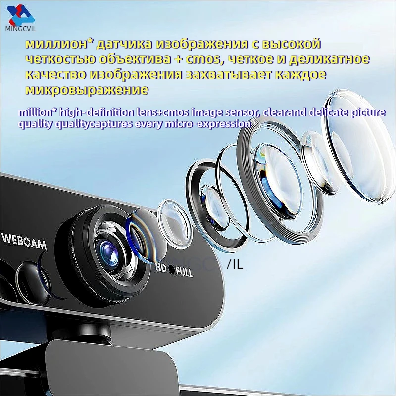 MINGCVIL Mini webcam HD 1080P con microfono, interfaccia USB, supporta computer portatili e desktop per videochiamate e conferenze dal vivo - immagine 6