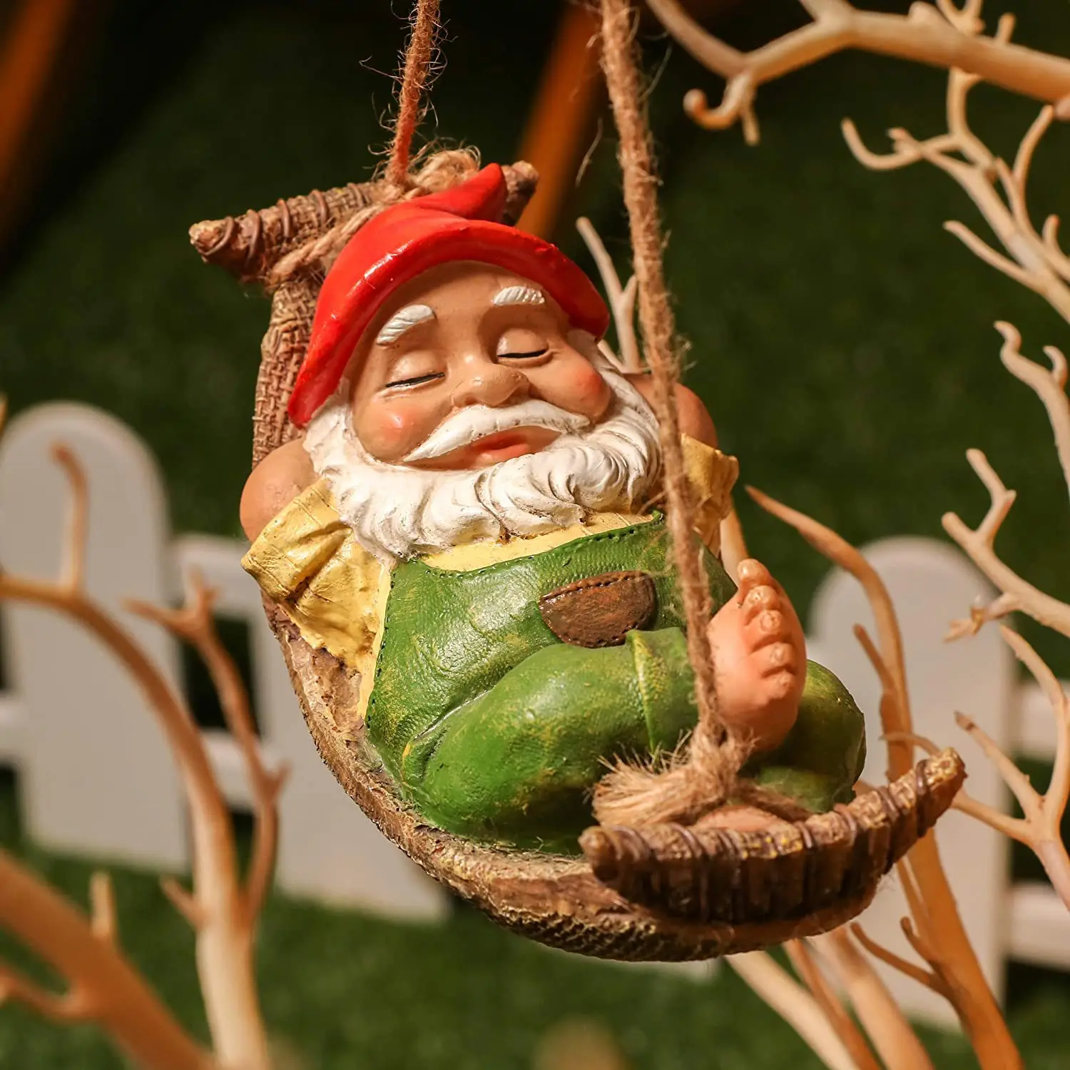 Outdoor Garden Yard Decoration Hanging Cute Gnome Dwarf Statue