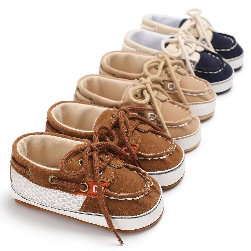 

Vintage Casual PU Leather Baby Shoes Non-Slip Newborn Infant T-tied First Walkers Baby Boy Girls Toddler Lace-UP Soft Sole Shoes