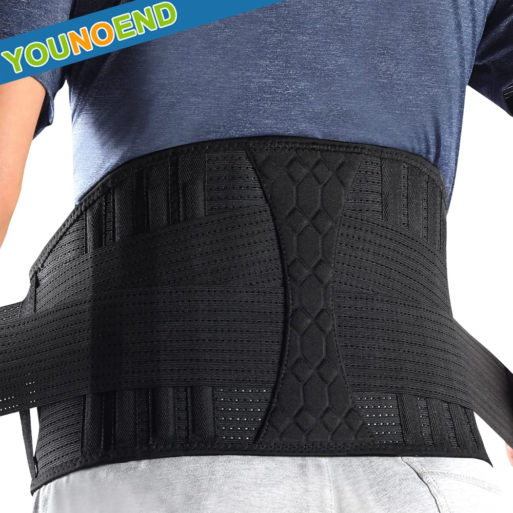 

Strong Lumbar Support Belt Breathable Lower Back Compression Brace for Men Women Lifting, Herniated Disc, Sciatica, Pain Relief