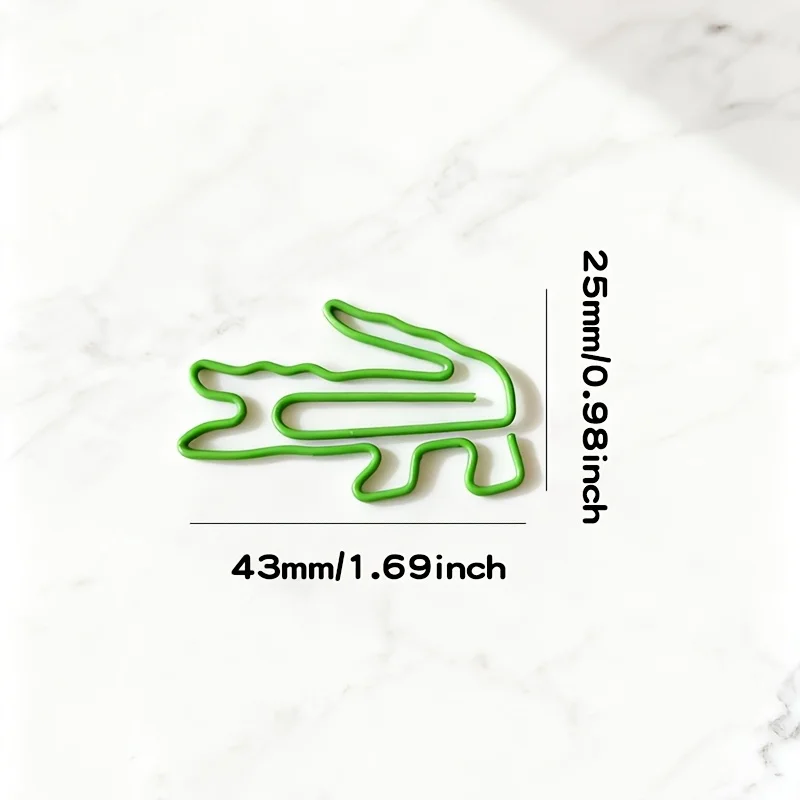 10/20개 녹색 악어 디자인 종이 클립, 점보 종이 클립, 작은 바인더 클립 및 책 클립, 재미있는 사무용품 포함