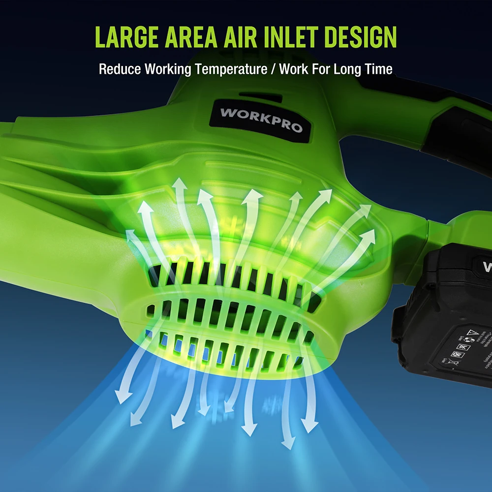 WORKPRO 20V Cordless Electric Air Blower Leaf Snow Blower Dust Collector Sweeper  Adjustable Speeds Garden Power Tools 3