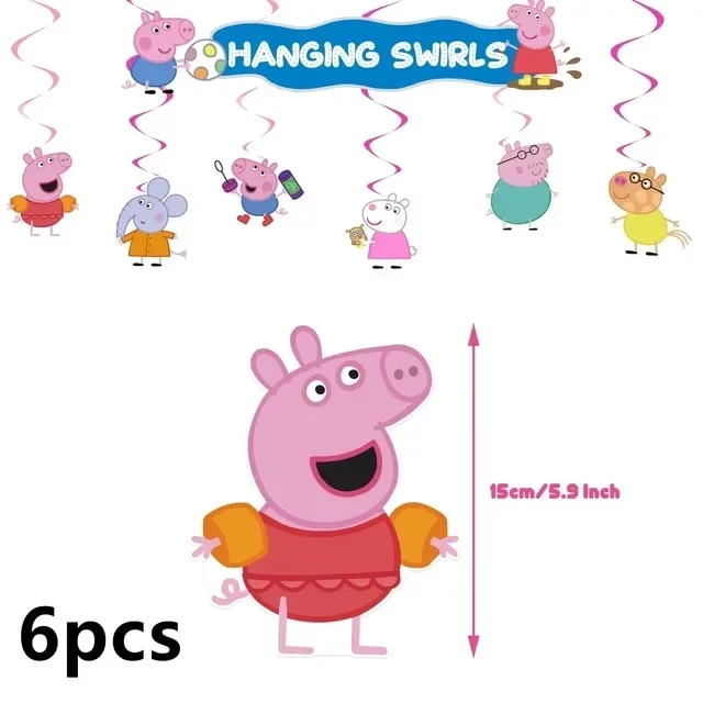 thumbnail image 1 of Globos de Peppa Pig, pancarta de cumpleaños feliz, suministros para fiestas, platos de papel de George Page, vajilla desechable, decoración de fondo, 1 of 5