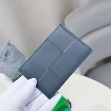  Genuine Leather Large Plaid Woven Credit Card Bag Ultra-thin Zero Wallet Multiple Colors Universal Business Card Holder Unisex 