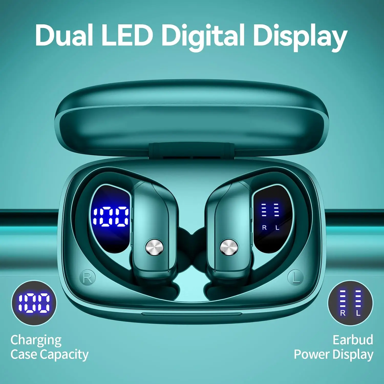 Wireless Bluetooth Earbuds with Extended Playtime and LED Display Case