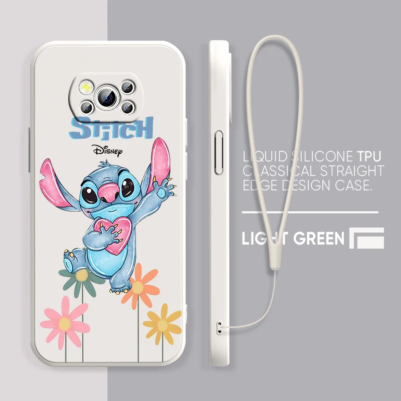 

Disney Cool Stitch For POCO M5S M4 M3 C55 C50 C40 C3 X5 X4 X3 X2 F5 F4 F3 Pro GT NFC Liquid Rope Silicone Phone Case