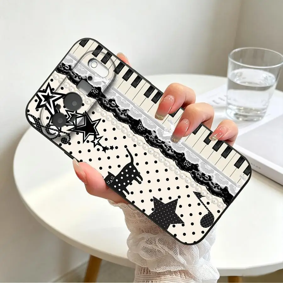 Elegant Lace Piano Design Phone Cover Case