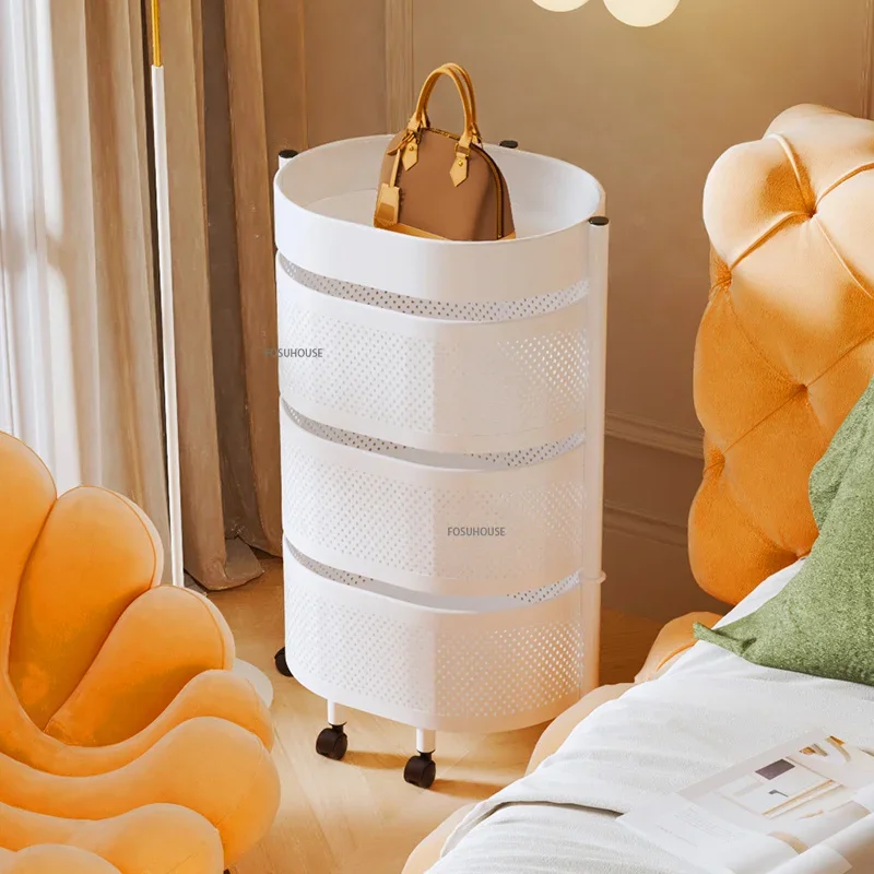 Kitchen Rotating Storage Cart Floor-standing Multi-layer Vegetable Basket Kitchen Trolley Round Fruit Vegetable Storage Rack Z