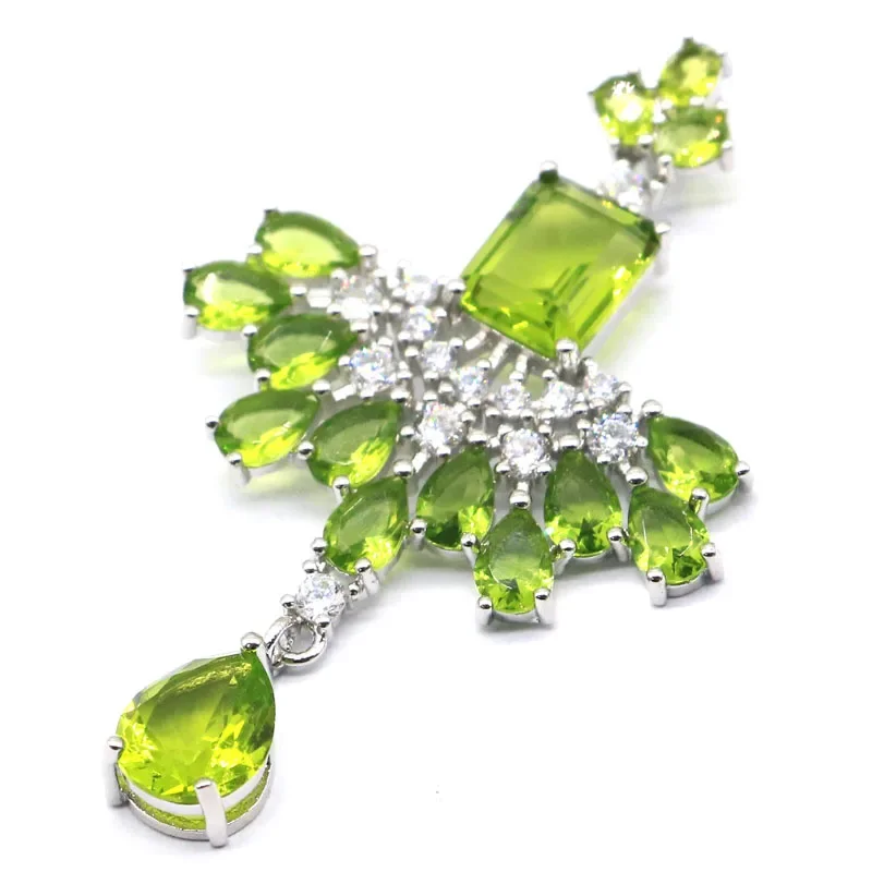 Real Customized 925 SOLID STERLING SILVER PENDANT Luxury Tanzanite Green Peridot Tourmaline Golden Citrine White CZ Wedding brid