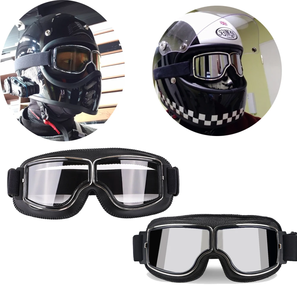 Motorcycle Helmet Goggles Retro Foldable Motorcycle Glasses Windproof Motocross safety Glasses Vintage Leather Cycling Goggles