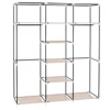 69" Portable Clothes Closet Non-Woven Fabric Wardrobe Double Rod Storage Organizer Beige 4