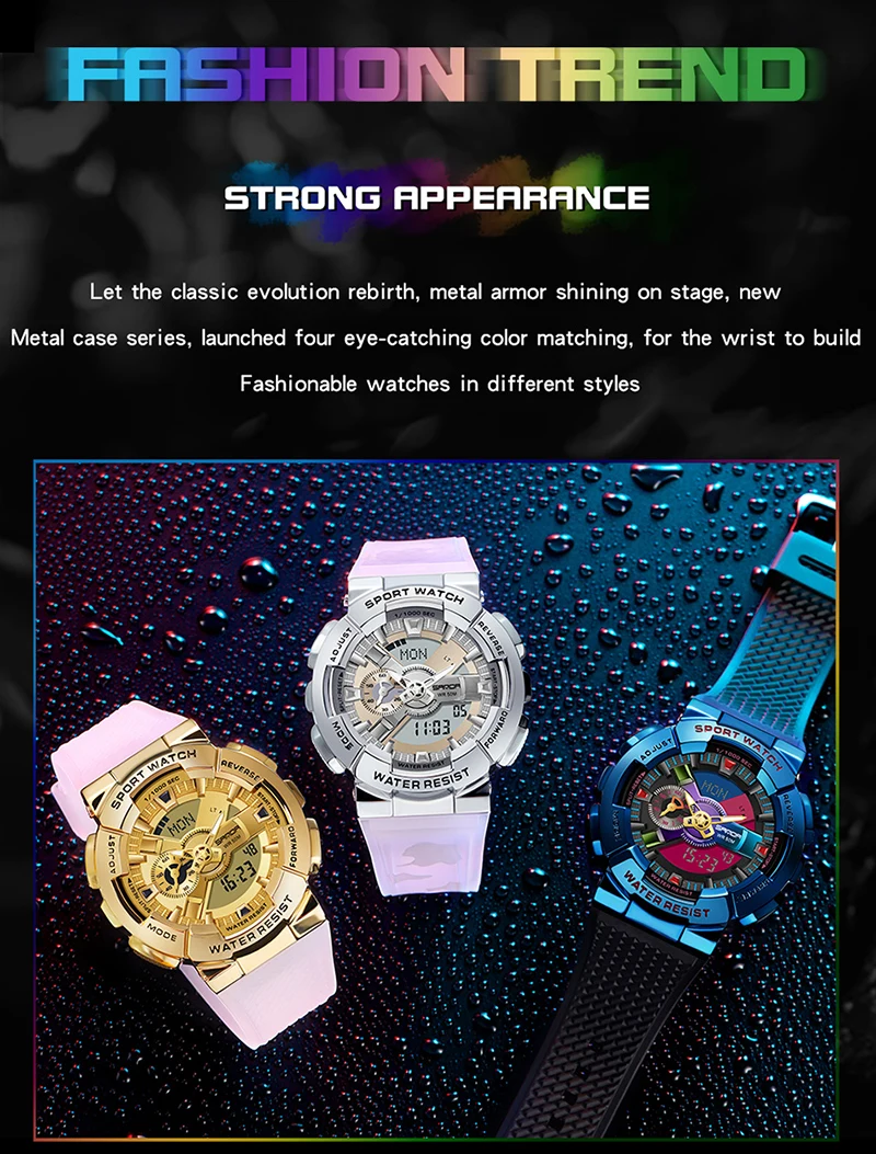 Sanda Men Digital Watch G Style Sports Waterproof Shock Military Premium Watches Magic Color Cool Luxury Wristwatch Relojes 9004